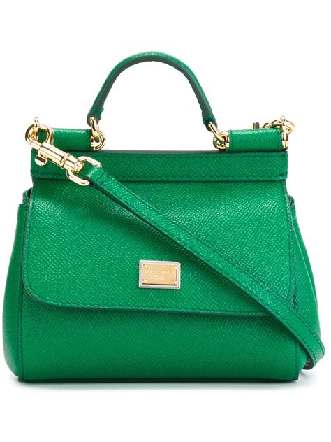 dolce gabbana min von bag in dauphine leather green|Small dauphine leather Sicily bag in Green .